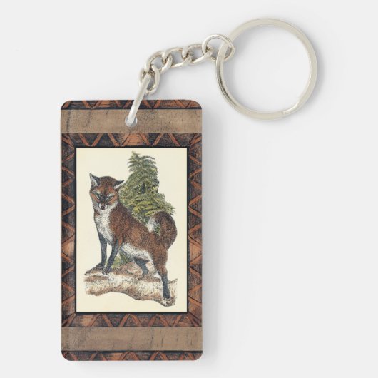 Porte-clés Renard rustique sur un tronc d'arbre (Dos)