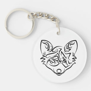 Porte-clés Renard tribal noir et blanc