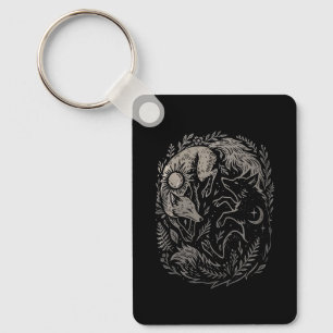 Porte-clés Renards solaires lunaires • Art Yin-Yang de la for