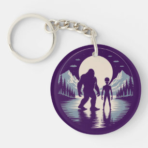 Porte-clés Rencontre paranormale avec Bigfoot, un alien et un