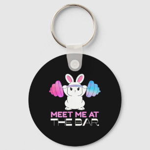 Porte-clés Rencontrez-Moi Au Bar Barbell Bunny Funny Exercise