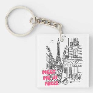 Porte-clés Rencontrons-nous à Paris – Tour Eiffel & café