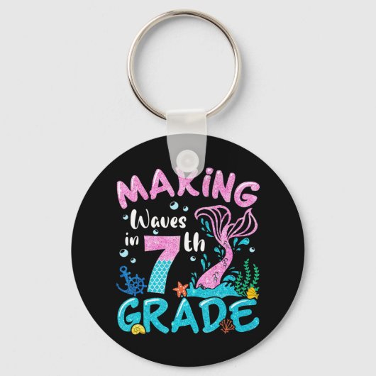 Porte-clés Rendre Des Vagues De Sirène De 7E Année À L'École (Recto)