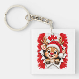 Porte-clés Renne de Noël canadien