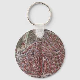 Porte-clés Réplique carte de la ville d'Amsterdam 1652