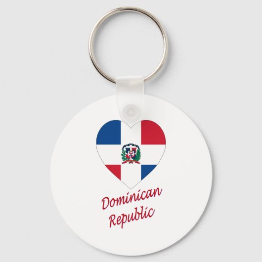 Porte-clés République Dominicaine Drapeau Coeur avec nom (Recto)