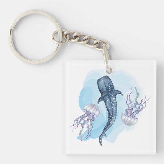 Porte-clés Requin Baleine. Aquarelle (Devant)