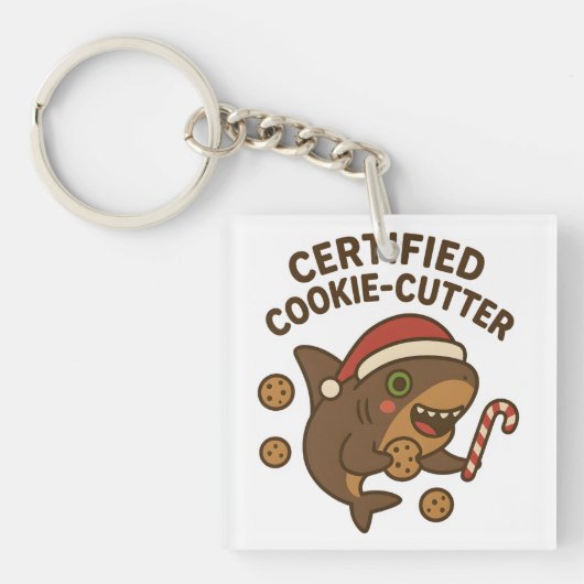 Porte-clés Requin de Noël drôle certifié Cookie-Cutter Pun (Devant)