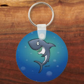 Porte-clés Requin drôle souriant sur fond bleu (Recto)