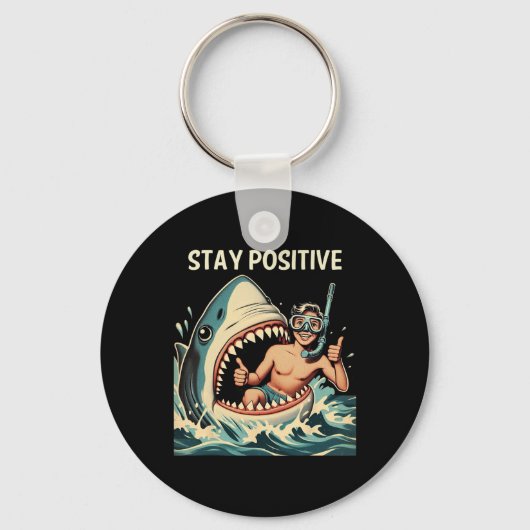 Porte-clés Requin Reste Positif Drôle (Recto)