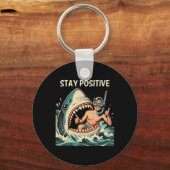 Porte-clés Requin Reste Positif Drôle (Recto)
