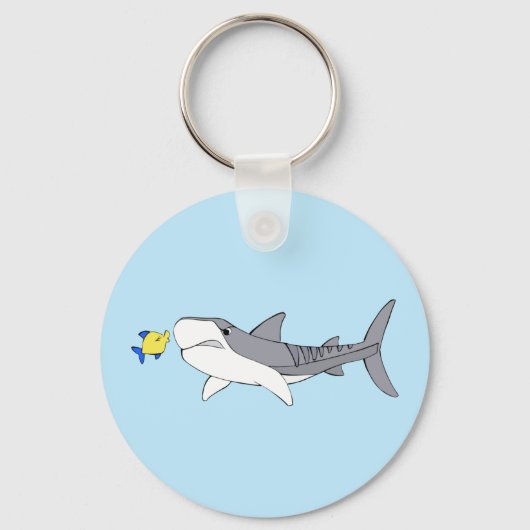 Porte-clés requin tigre grincheux et poisson jaune mignon (Recto)
