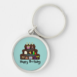 Porte-clés Réseau neuronal de joyeux anniversaire geek