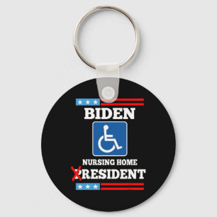 Porte-clés Résident de maison de retraite Biden Drôle Anti Jo