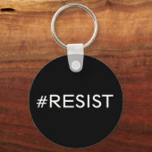 Porte-clés #Resist, texte blanc sur porte - clé noir (Recto)