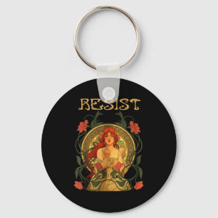 Porte-clés Résister Art Nouveau Mucha Anti-trump Femmes Fémin