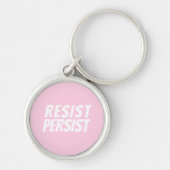 Porte-clés "résister persister" rose clair blanc (Devant)