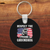 Porte-clés Respect The Groundhog Usa American Flag Groundhog  (Recto)