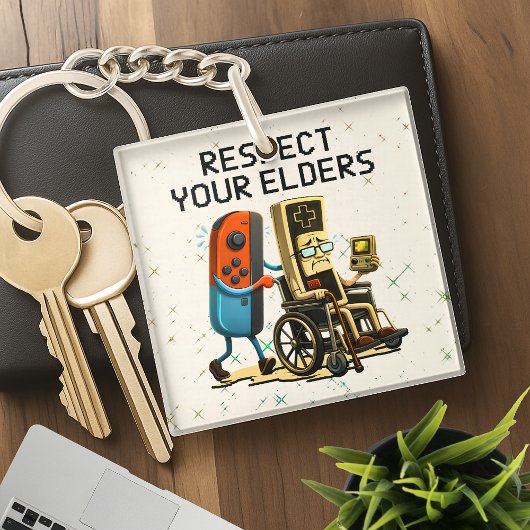 Porte-clés Respect Your Elders Gaming Control Retro Funny