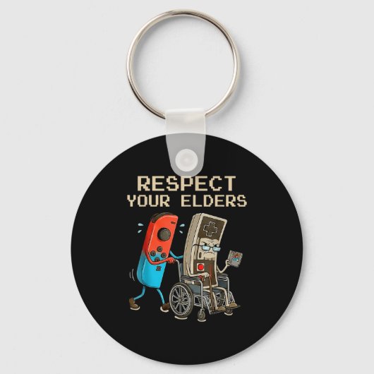 Porte-clés Respect Your Elders Retro Gaming Controller Funny  (Recto)