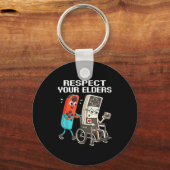 Porte-clés Respect Your Elders Retro Gaming Funny Controller (Recto)