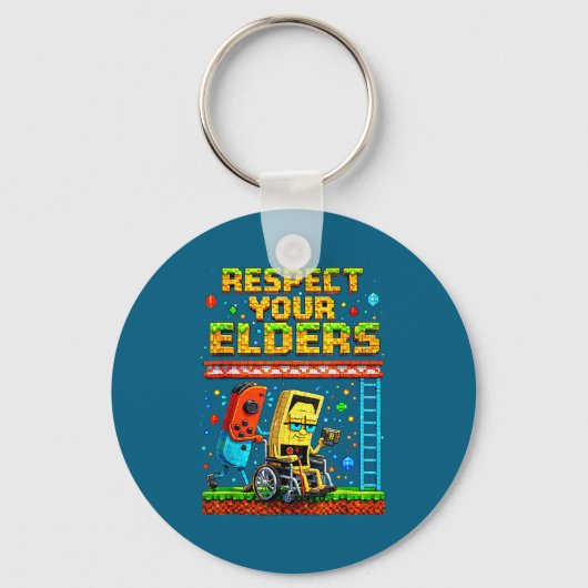 Porte-clés Respect Your Elders Retro Gaming Funny Gamer Contr (Recto)