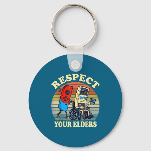 Porte-clés Respect Your Elders Retro Gaming Funny Gamer Contr (Recto)