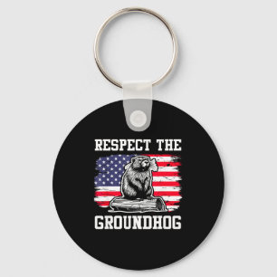Porte-clés Respectez le Groundhog Drapeau américain des États