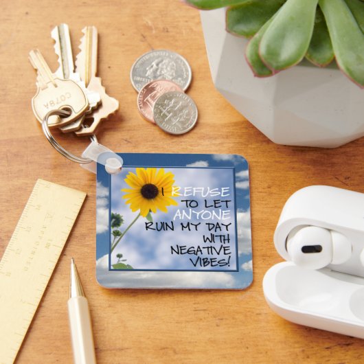 Porte-clés Rester Un Texte Positif Avec Un Tournesol Dans Le (Bureau)