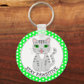 Porte-clés Restez à la provocation | Chat gris mou | Soyez he (Recto)