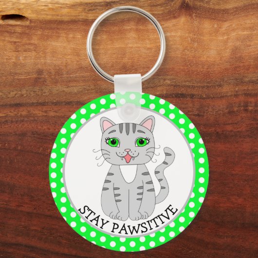 Porte-clés Restez à la provocation | Chat gris mou | Soyez he (Recto)