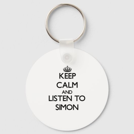 Porte-clés Restez calme et écoutez Simon (Recto)
