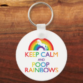 Porte-clés Restez calme et Poop Rainbows Unicorn (Recto)