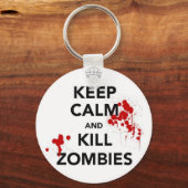 Porte-clés Restez calme et tuez les zombies (Recto)
