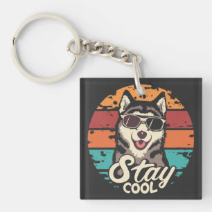 Porte-clés Restez Cool avec Majestic Husky Dog