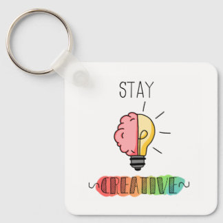 Porte-clés Restez créatif Cerveau et lumière Idée brillante