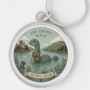 Porte-clés Restez Curieux Cozy Cryptide Nessie Monstre du Loc
