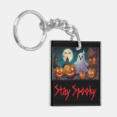 Porte-clés Restez Éffrayants, Fantômes d'Halloween et Citroui (Devant gauche)
