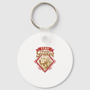 Porte-clés Restez Golden Retriever Chien Diamant Rouge_1