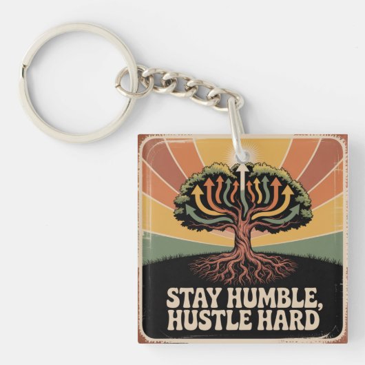Porte-clés Restez humble, travaillez dur (Devant)