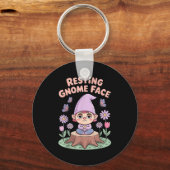 Porte-clés Resting Gnome Face Cute Funny Christmas Kawaii Car (Recto)
