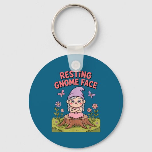 Porte-clés Resting Gnome Face Cute Funny Christmas Kawaii Car (Recto)