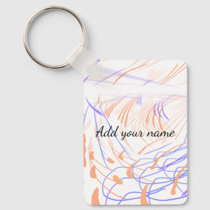 Porte-clés Résumé aquarelle orange violet ajouter nom texte t
