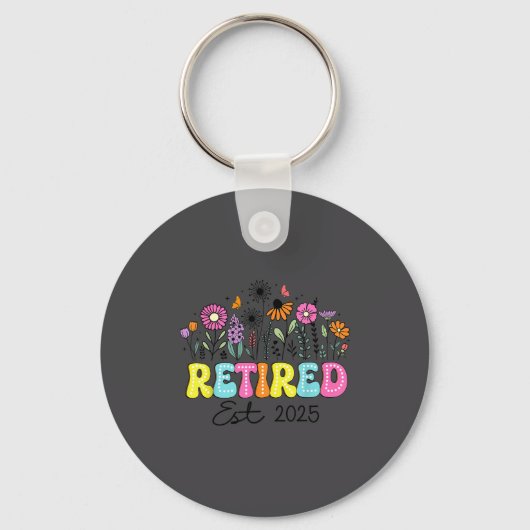 Porte-clés Retired Est 2025 Boho Floral Retirement Retire Tea (Recto)