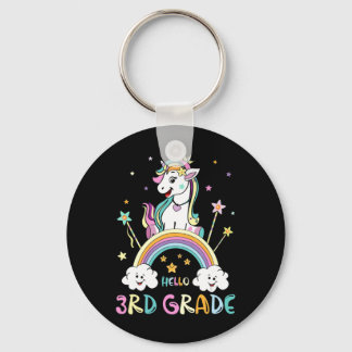 Porte-clés Retour À L'École Bonjour 3e Année Rainbow Unicorn 