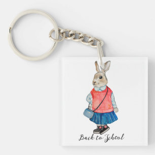 Porte-clés Retour à l'école chic lapin imaginaire