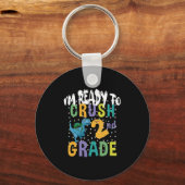 Porte-clés Retour à l'école Je suis prêt à écraser Dino de 2e (Recto)