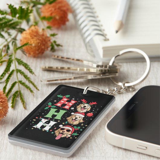 Porte-clés Rétreinteurs Ho Ho Ho dorés de Noël (Devant droit)