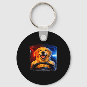 Porte-clés Retriever doré drôle conduisant humour de chien vo