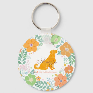 Porte-clés Retriever Golden couleur orange pastel sur mesure